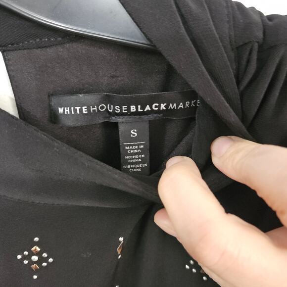 WHBM Womens Cold Shoulder Shift Dress Studded Beads Cocktail Sz Small Mock Neck - Picture 7 of 12